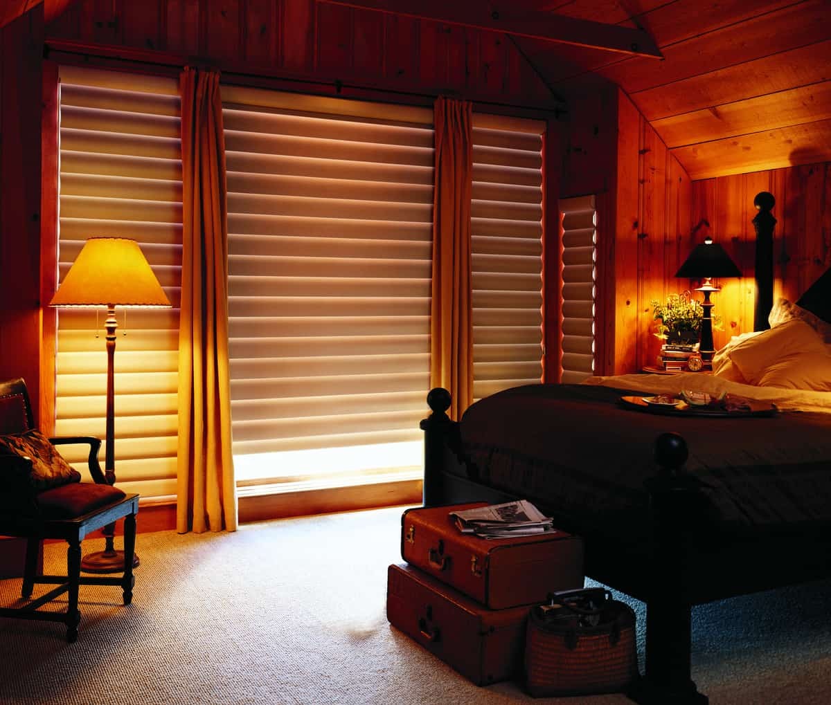 Design Studio™ Drapery Santa Fe, New Mexico (NM) coordinating with custom bedding for smart bedroom design.