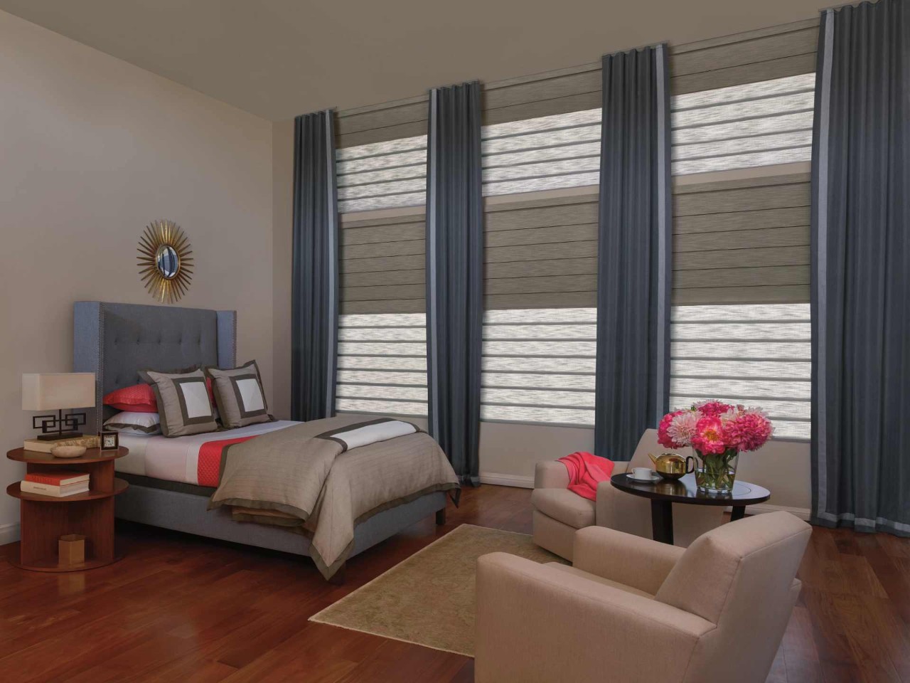 Hunter Douglas Design Studio™ Custom Drapes with Vignette® Roman Shades near Sante Fe, New Mexico (NM)